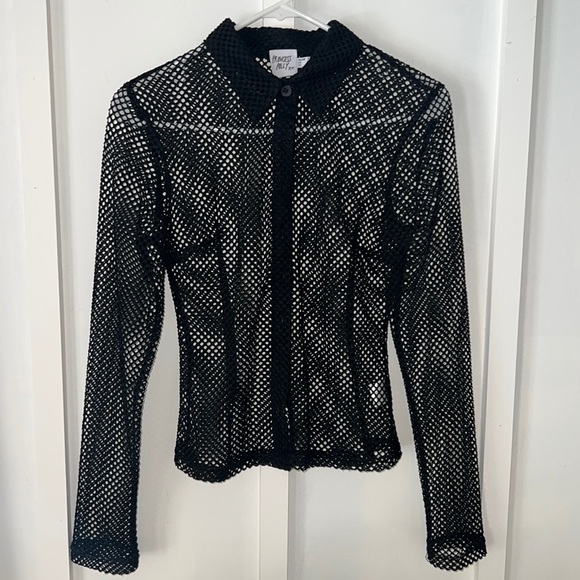 Princess Polly black net button up shirt. NWOT. Size US 4. Perfect condition. - Picture 5 of 13
